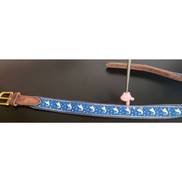 Vineyard Vines Swordfish Canvas and Leather Tipped Teen belt Size 26 Pre Owned - Picture 5 of 11